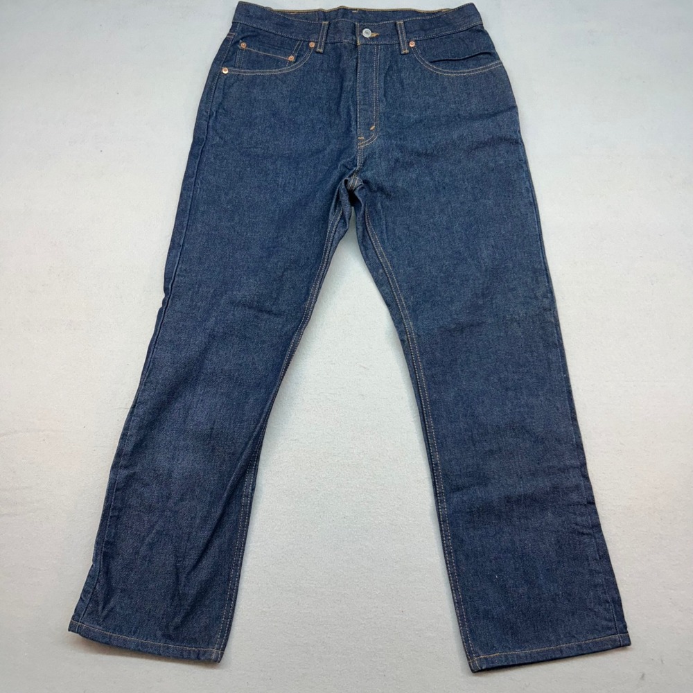 Vintage Levis 505 Regular Fit Straight Leg Dark Wash Jeans Made in USA 34x29
